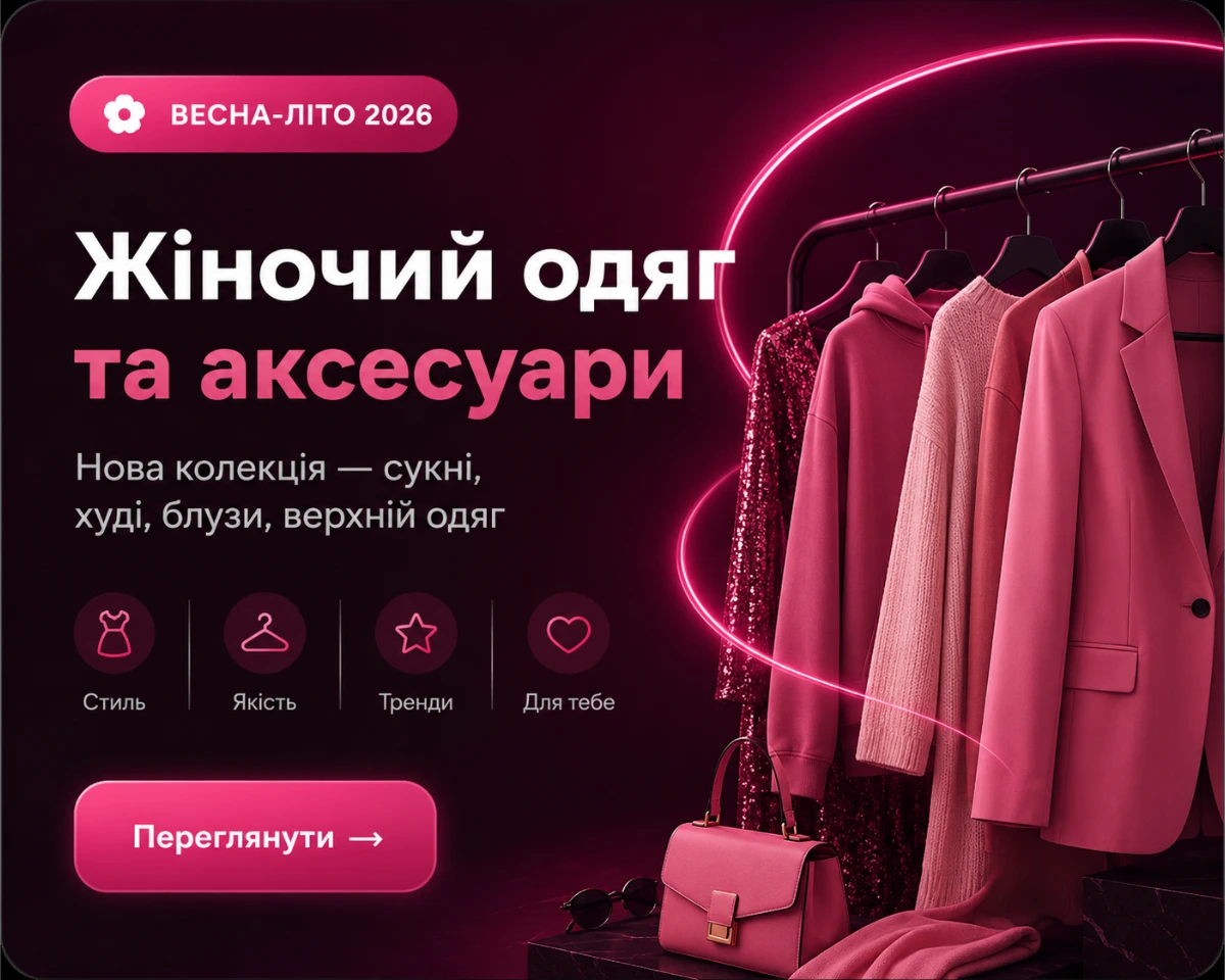 Жіночий одяг та аксесуари — нова колекція сукні, худі, блузи, верхній одяг весна-літо 2026